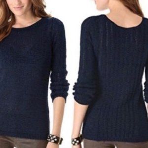 Rachel Zoe Navy Stretch Open Knit Sweater